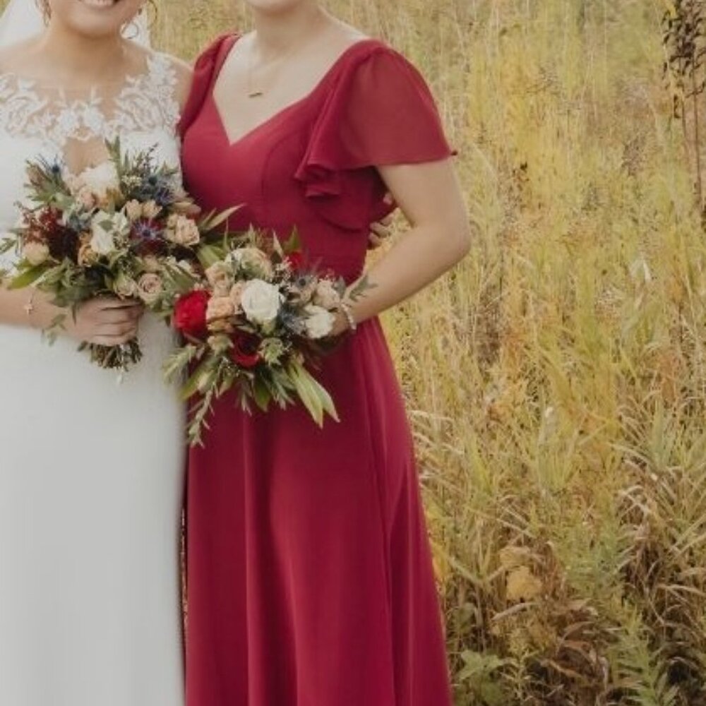 Burgundy Chiffon Azazie Bridesmaids Dress